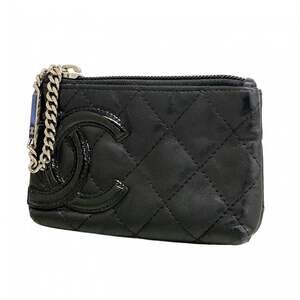 CHANEL Authentic Black Lambskin Leather Wallet